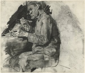 Soldier Sitting and Eating