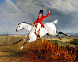 Gentleman on his grey hunter by George Henry Laporte