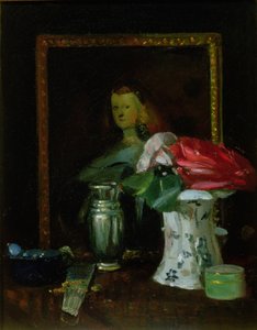 Still Life of Roses, Portrait, Vase and Fan