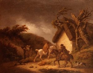 A Stormy Wooded Landscape with Travellers
