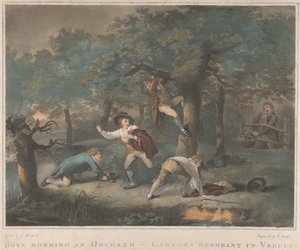 Set of Four: Boys Robbing an Orchard by George Morland