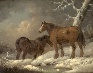 Two Horses in the Snow by George Morland