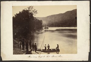 [Steamer Coming Through The Suck, Tennessee River, Six Miles Below Chattanooga] by George N. Barnard