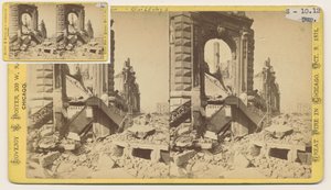 Stereograph of the Bryan Block at the Northwest Corner of Monroe and LaSalle Streets After the Chicago Fire of 1871, 1871