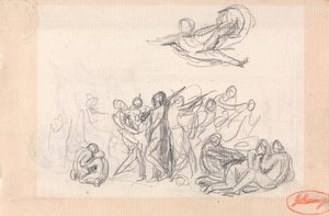 Group of Figures, with a Flying Figure Above