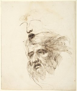 Head of Bearded Man, Study of His Features; Verso: Seated Woman with Child by George Romney