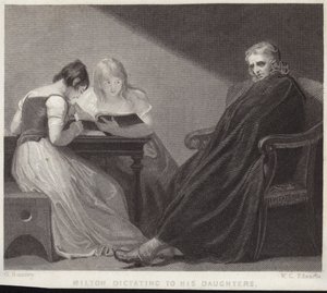 John Milton dictating to his daughters by George Romney