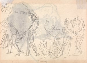 Men Going Out to Fight, with a Crowd of Cowering Women Behind
