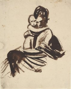 Portrait Study of a Seated Woman Holding a Child by George Romney