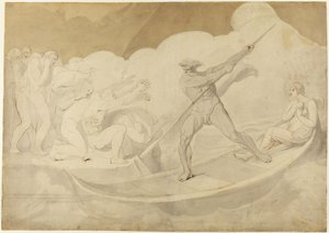 Psyche ferried across the Styx from Apuleius, The Golden Ass, VI, 18 by George Romney