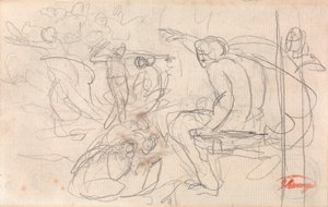Seated Figure Pronouncing Judgment on a Kneeling Figure by George Romney
