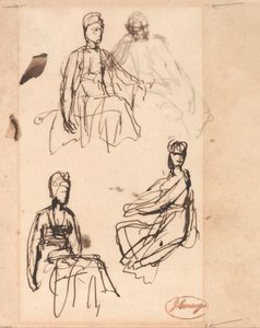 Seated Woman: Three Studies by George Romney