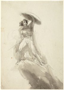 Striding Male Nude with Shield: Study for Fall of Rebel Angels by George Romney