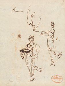 Study of Two Figures and a Face