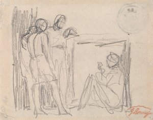 Three Standing Figures Before a Seated Figure by George Romney