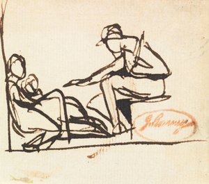 Two Seated Figures by George Romney