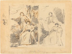 Two Studies for a Portrait of the Warren Family by George Romney
