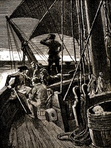 Jim Hawkins Overhears a Conversation Revealing the Pirate Mutiny