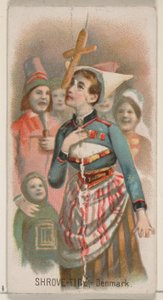 Shrove-Tide, Denmark, from the Holidays series N80 for Duke brand cigarettes, 1890