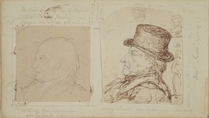 Studies of rabbits with superimposed portraits of William Blake and Henry Fuseli