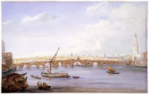 Old and New London Bridges, London, 1831 by George Scharf
