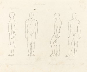 Extent of Motion, Front and Side View Equipoised, Supported on One Leg by George Scharf after John Flaxman