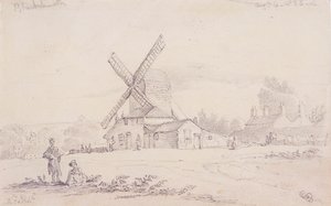 View of Mill with a Windmill on Blackheath, Greenwich, London by George Shepheard