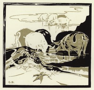 The Pigs Came Grunting Over the Sand by George Sheringham