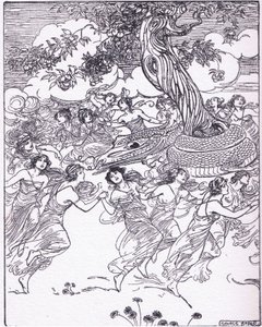 Dancing hand in hand around the charmed tree, from The Heroes published by George Allen and Unwin 1929