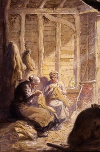 Sewing Sacks in the Barn