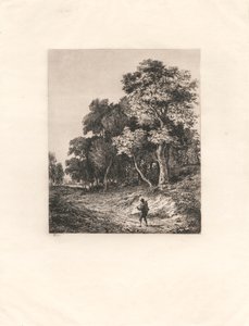 Landscape, Man Carrying Stick Across Shoulder by George Vincent