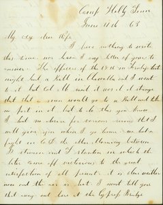 Letter from George Wyckoff, Camp Holly, Tennessee, to Josephine, June 11, 1863