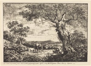 Landscape with Two Cows by George Walker