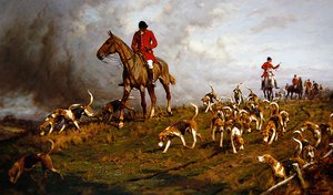 Huntsmen and hounds going to draw by George Wright