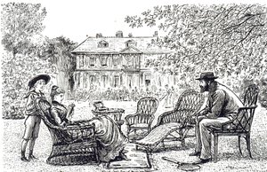 Engraving depicting typical wicker-work furniture (Illustrated by George du Maurier)