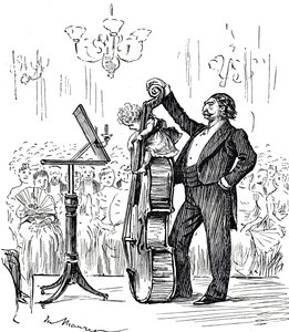 Cartoon Commenting on Musical Prodigies Who Seemed to Be Getting Younger and Younger by George du Maurier
