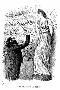 Trilby the tone-deaf giving a concert under Svengali