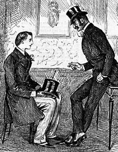 Two Gentlemen Smoking a Cigar and Talking After Dinner
