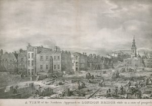 A View of the Northern Approach to London Bridge While in a State of Progress by George the Elder Scharf