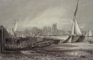 Lambeth Palace and Church from Millbank by George the Younger Barret