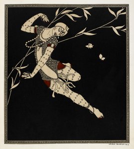 The Firebird is a 1910 ballet created by the composer Igor Stravinsky and choreographer Michel Fokine. The ballet is based on Russian folk tales. A heavily jeweled dancer is shown