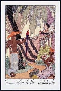 La Belle Indolente, lithograph from Falbalas et Fanfreluches, Almanach des Modes Presentes, Passees et Futures, France, 20th century by Georges Barbier