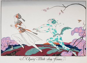 A woman being chased by a faun by Georges Barbier