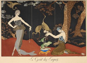 Taste of Lacquers. Two Women in Front of a Lacquered Screen