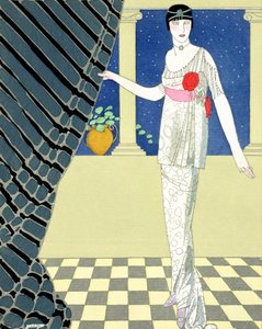 My Guests Have Not Arrived, illustration of a woman in a dress by Redfern