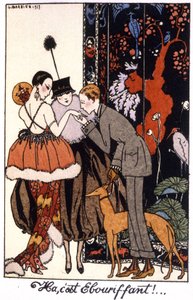 Handkissing, Elegance Night in Paris, Engraving 1917