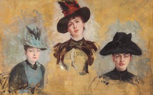 Three Women in Hats by Georges Clairin