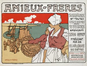 Advertising for sardines and canned Amieux-Frères, by Georges Fay