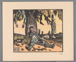 Soldier Lying Against a Tree with Hanged People (Culture in Autumn) by Georges Hermann Rene Paul