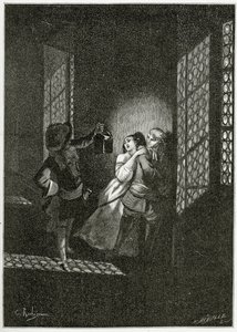 The Lovers Ethel and Ordener are Caught by Lieutenant d’Alpheld - Illustration from Han d’Islande, 19th Century